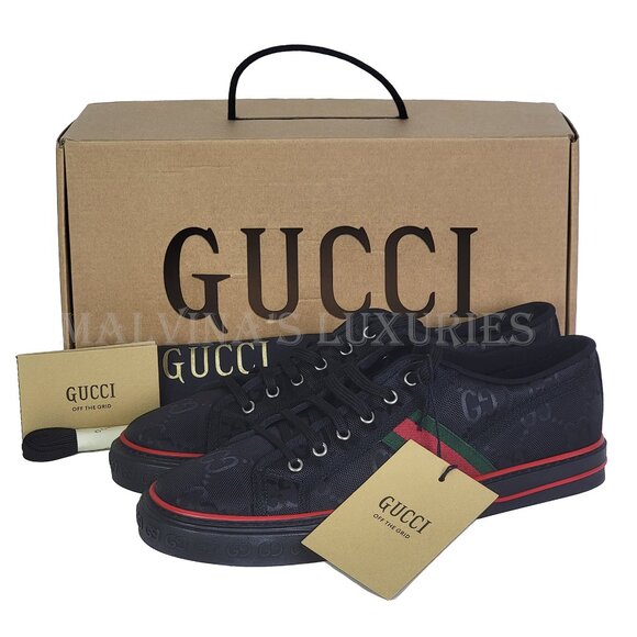 GUCCI MENS SNEAKERS OFF THE GRID TENNIS 1977 LOGO WEB ECONYL SHOES sz 12 12.5 US - Picture 3 of 15